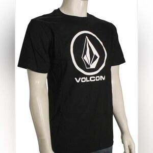 Volcom Crisp Stone Logo T-Shirt Black Medium Graphic Tee Skate Surf